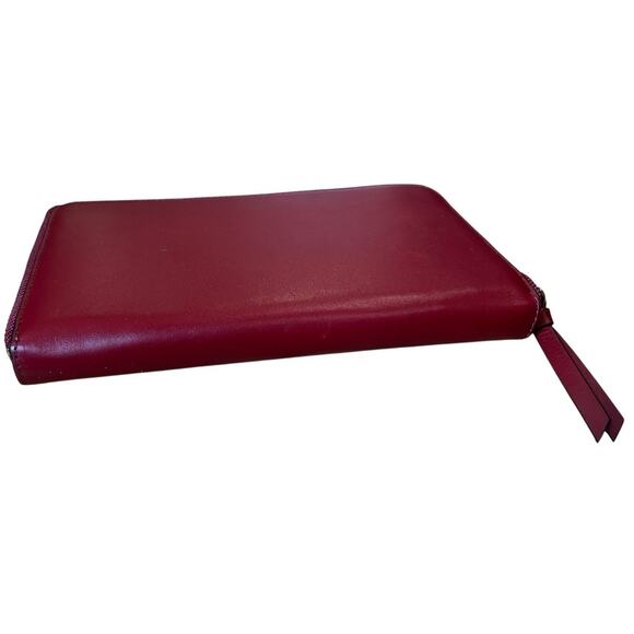 HENRI BENDEL Red Leather Zip Around Wallet 15 Credit Card Slots Lots Of Pockets - Picture 6 of 9